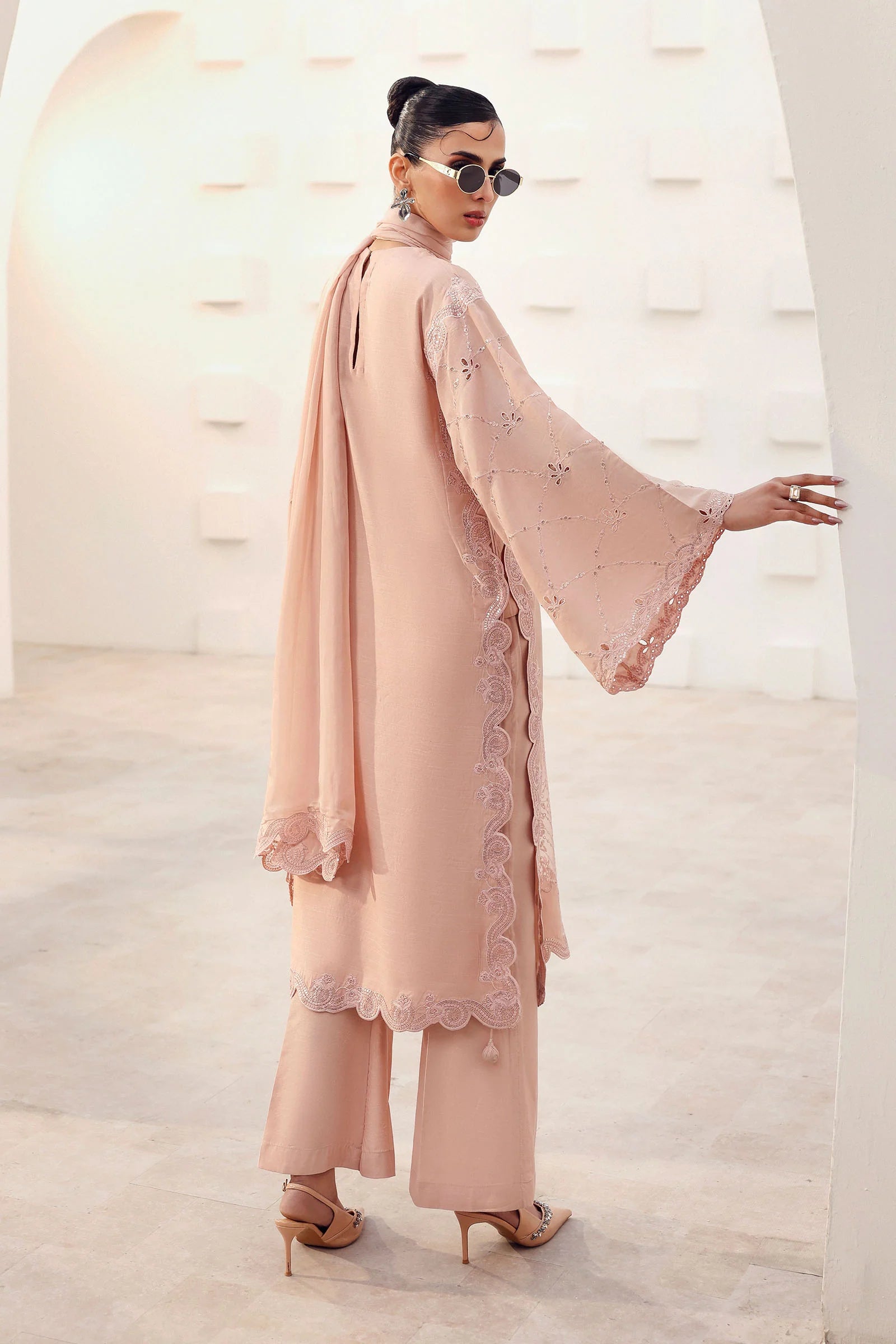 Maria.B. - 3 Piece Embroidered Raw Silk Suit