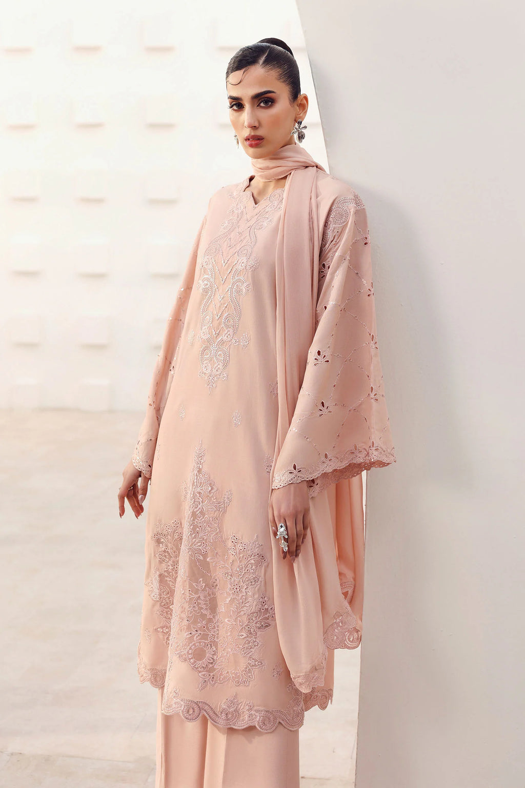 Maria.B. - 3 Piece Embroidered Raw Silk Suit