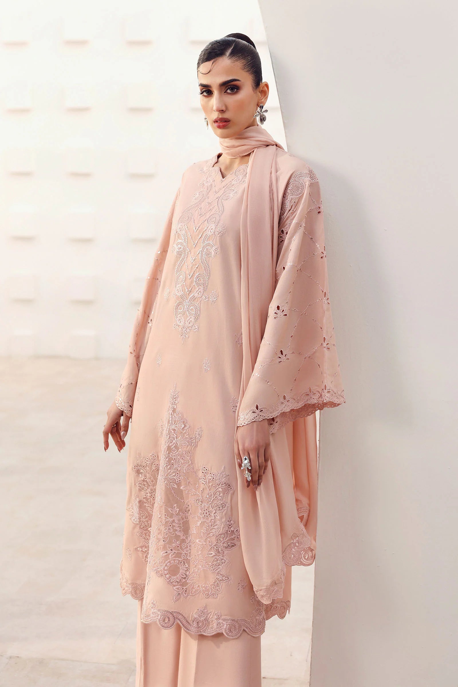 Maria.B. - 3 Piece Embroidered Raw Silk Suit