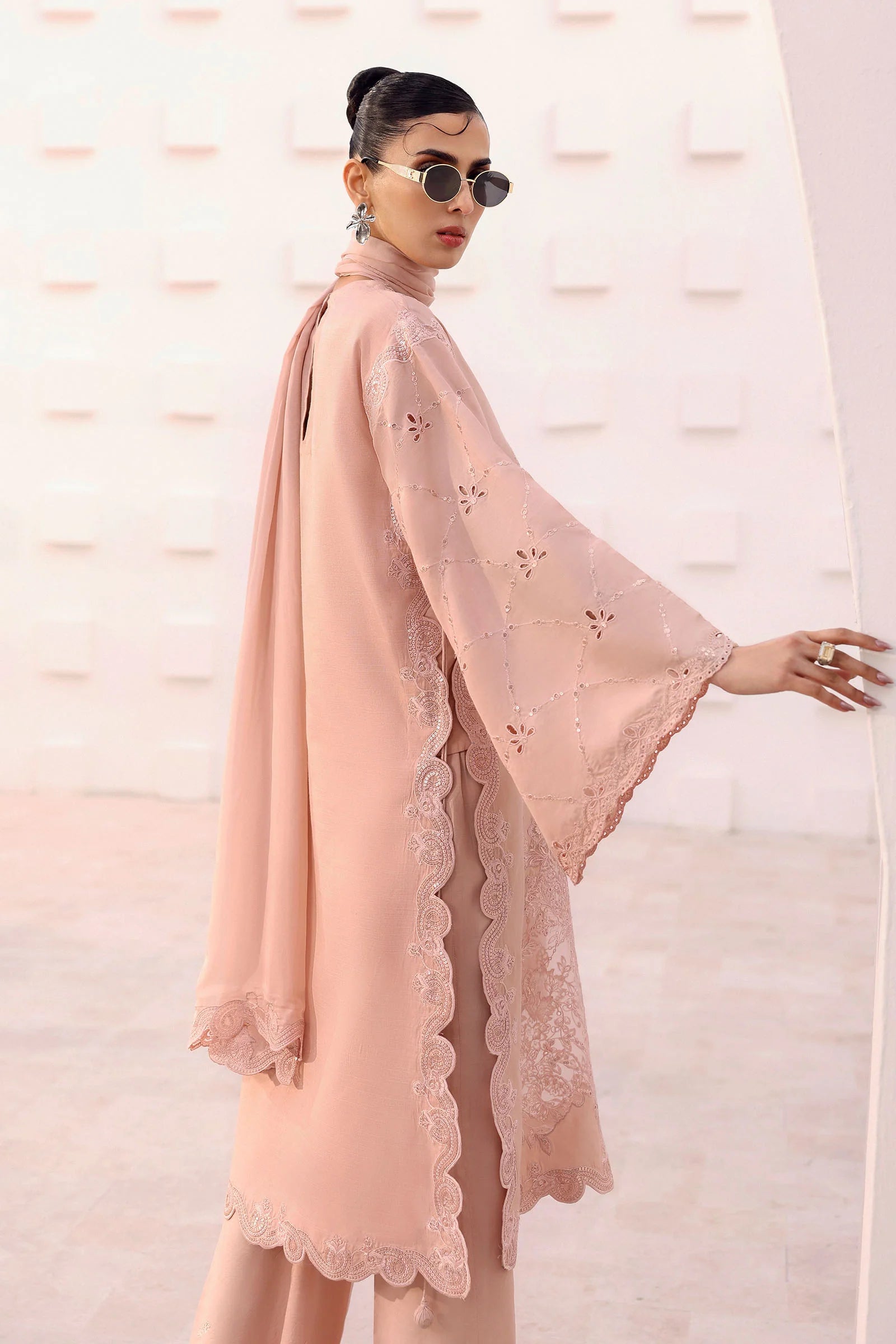 Maria.B. - 3 Piece Embroidered Raw Silk Suit