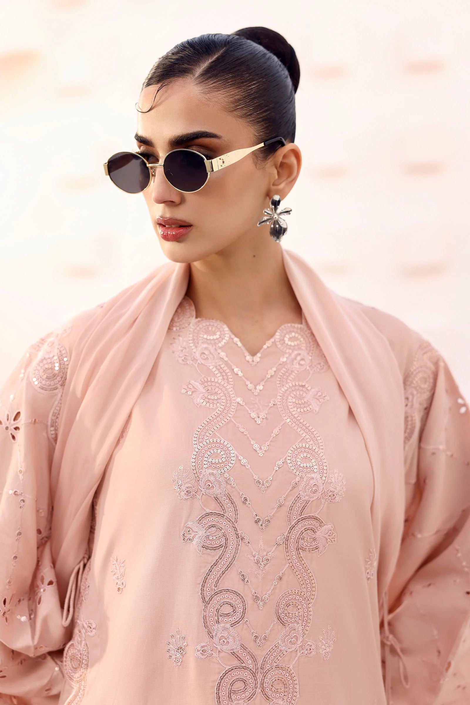 Maria.B. - 3 Piece Embroidered Raw Silk Suit