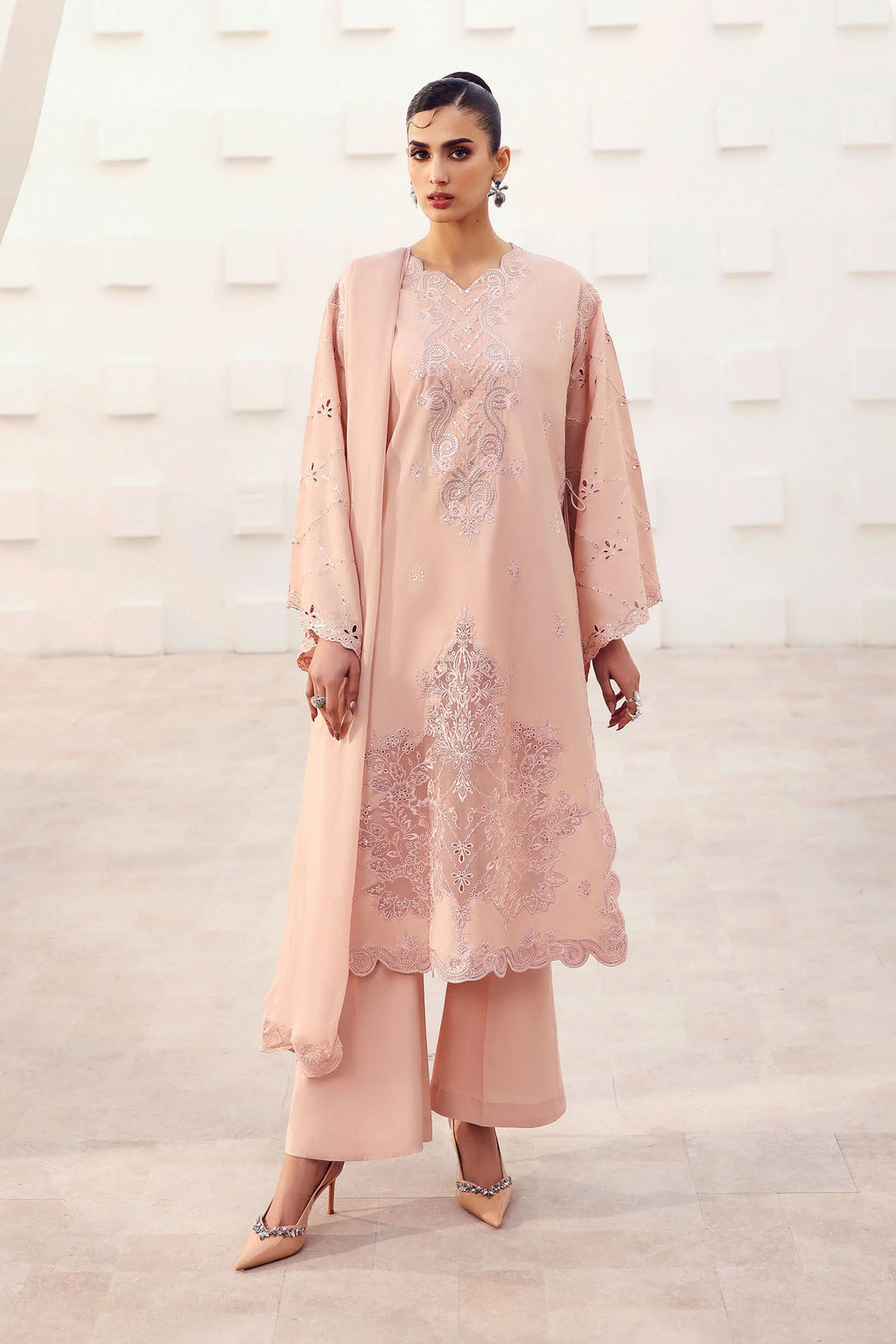 Maria.B. - 3 Piece Embroidered Raw Silk Suit