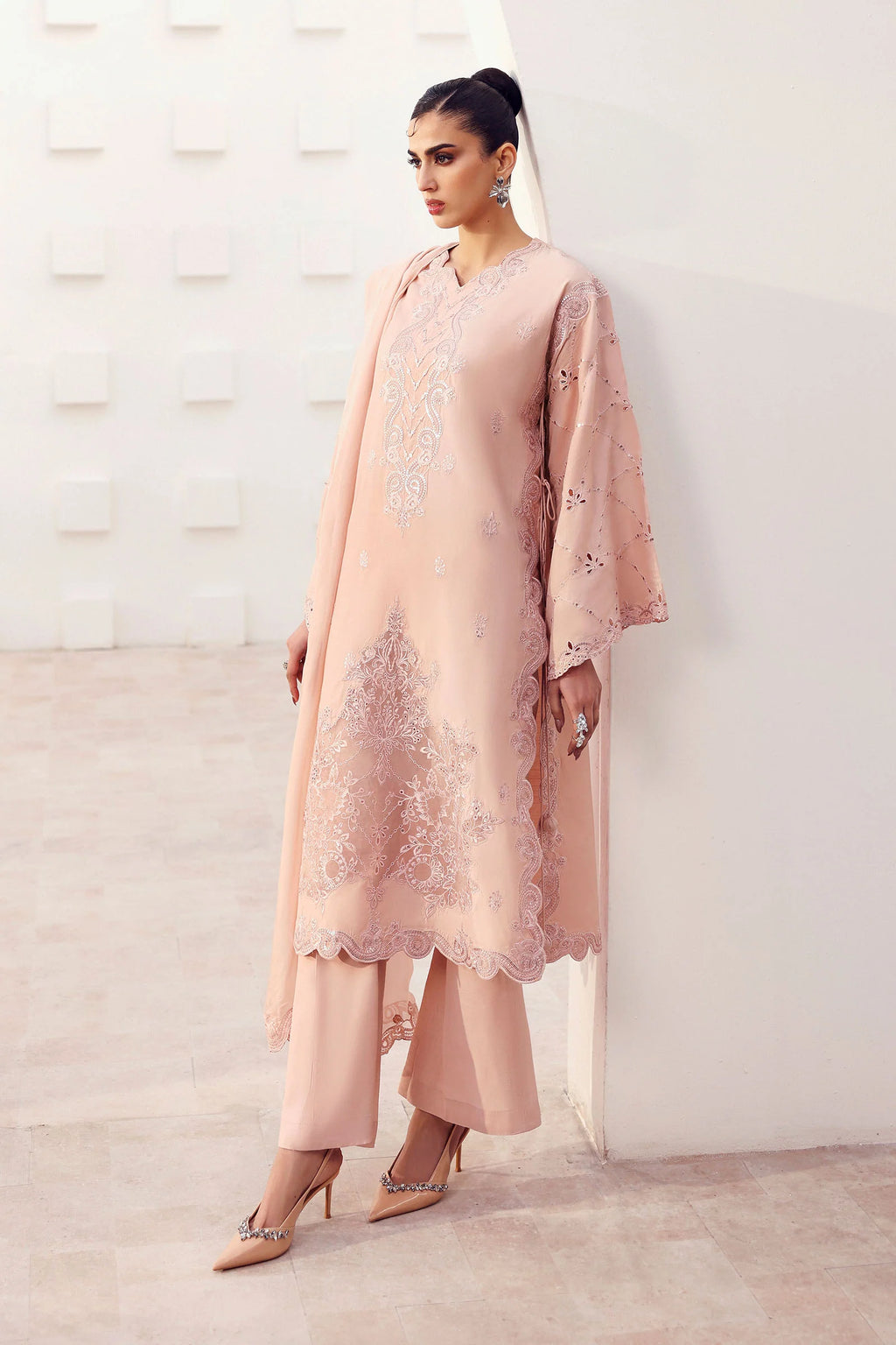 Maria.B. - 3 Piece Embroidered Raw Silk Suit