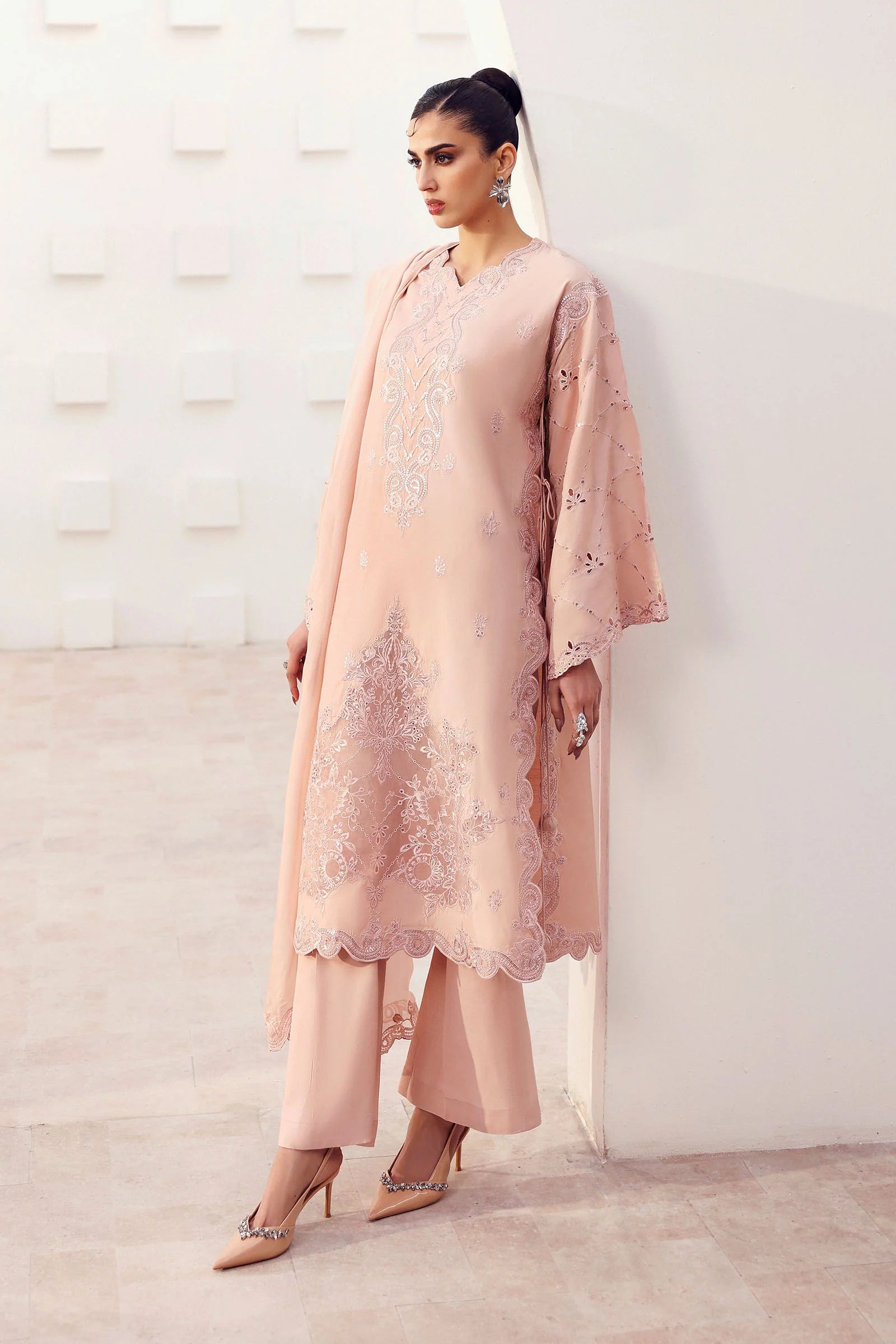 Maria.B. - 3 Piece Embroidered Raw Silk Suit