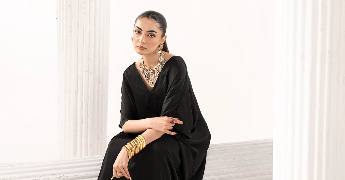 Maria.B. - 3 Piece Embroidered Satin Silk Suit