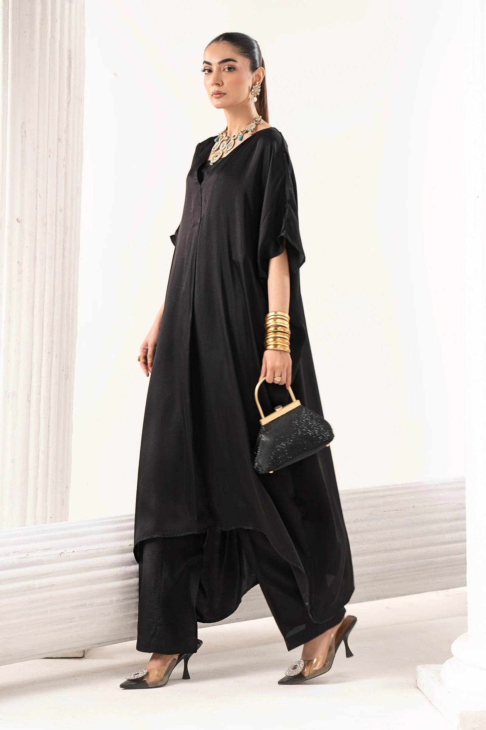 Maria.B. - 3 Piece Embroidered Satin Silk Suit