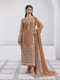 "Mirha Collections Gulaal Mirage luxury embroidered stitched three-piece suit. Full-length front view featuring tailored shirt, embellished dupatta, and trousers."