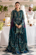 "Mirha Collections Nureh NL-94 Amania Jhoomro collection intricately embroidered heavily embellished luxury formal set with trousers and dupatta."