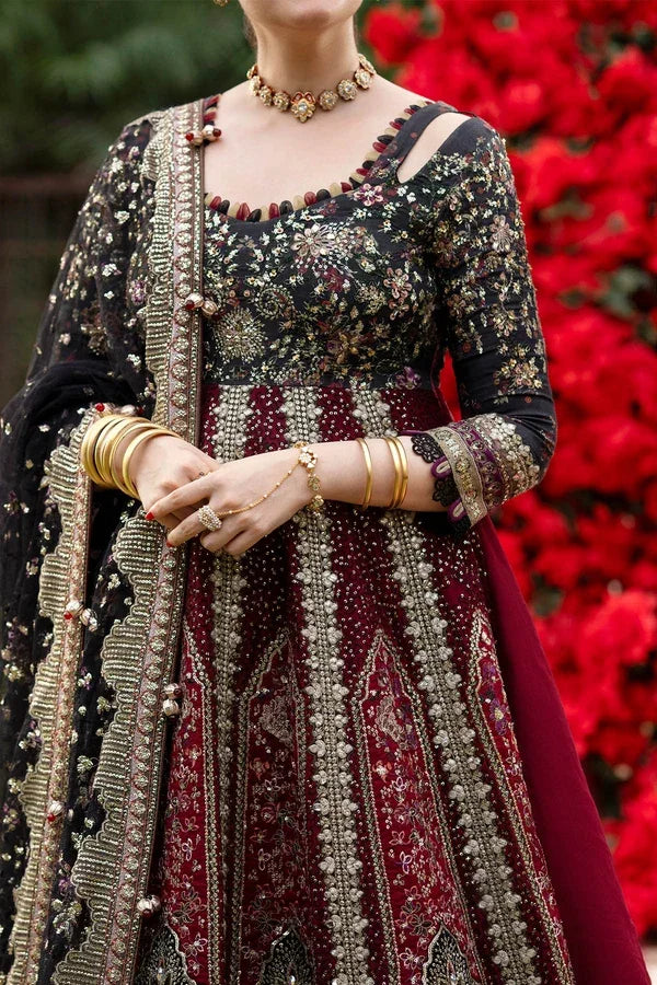 "Close-up of exquisite hand-worked embellishments, sequence highlights, and rich threadwork embroidery on Nureh NL-95 Emara shirt."