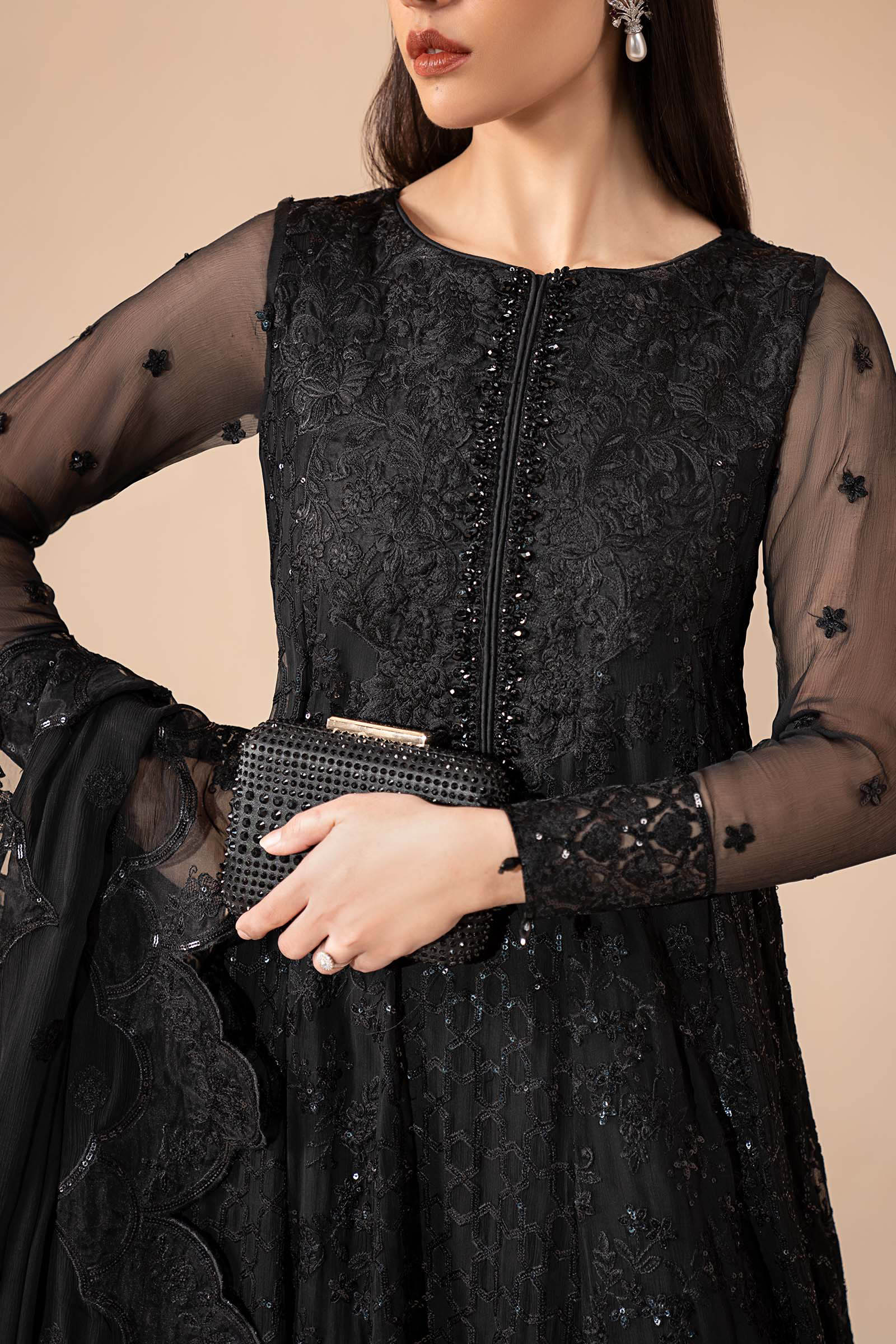 Maria.B. - 3 Piece Embroidered Chiffon Suit