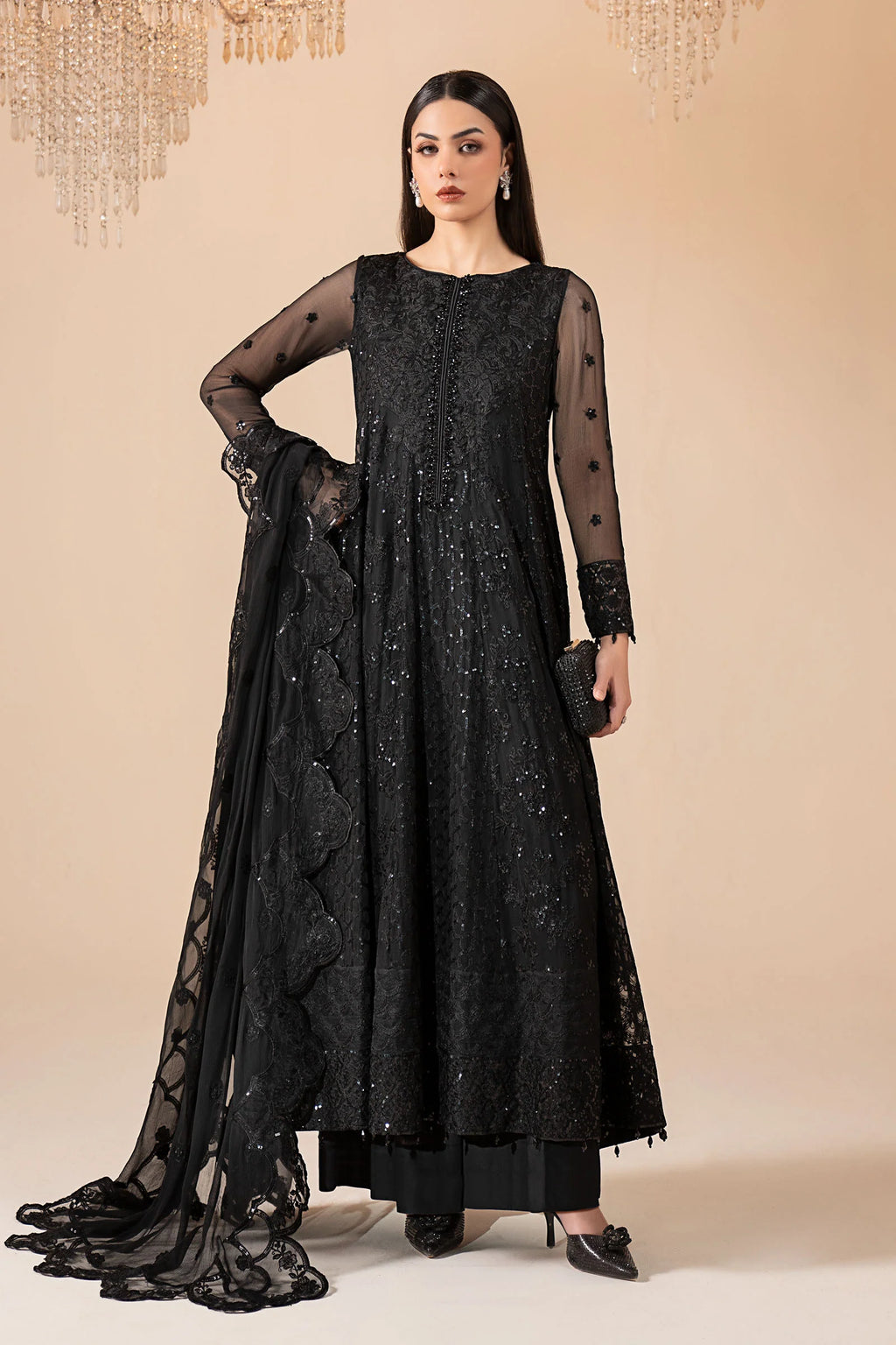Maria.B. - 3 Piece Embroidered Chiffon Suit