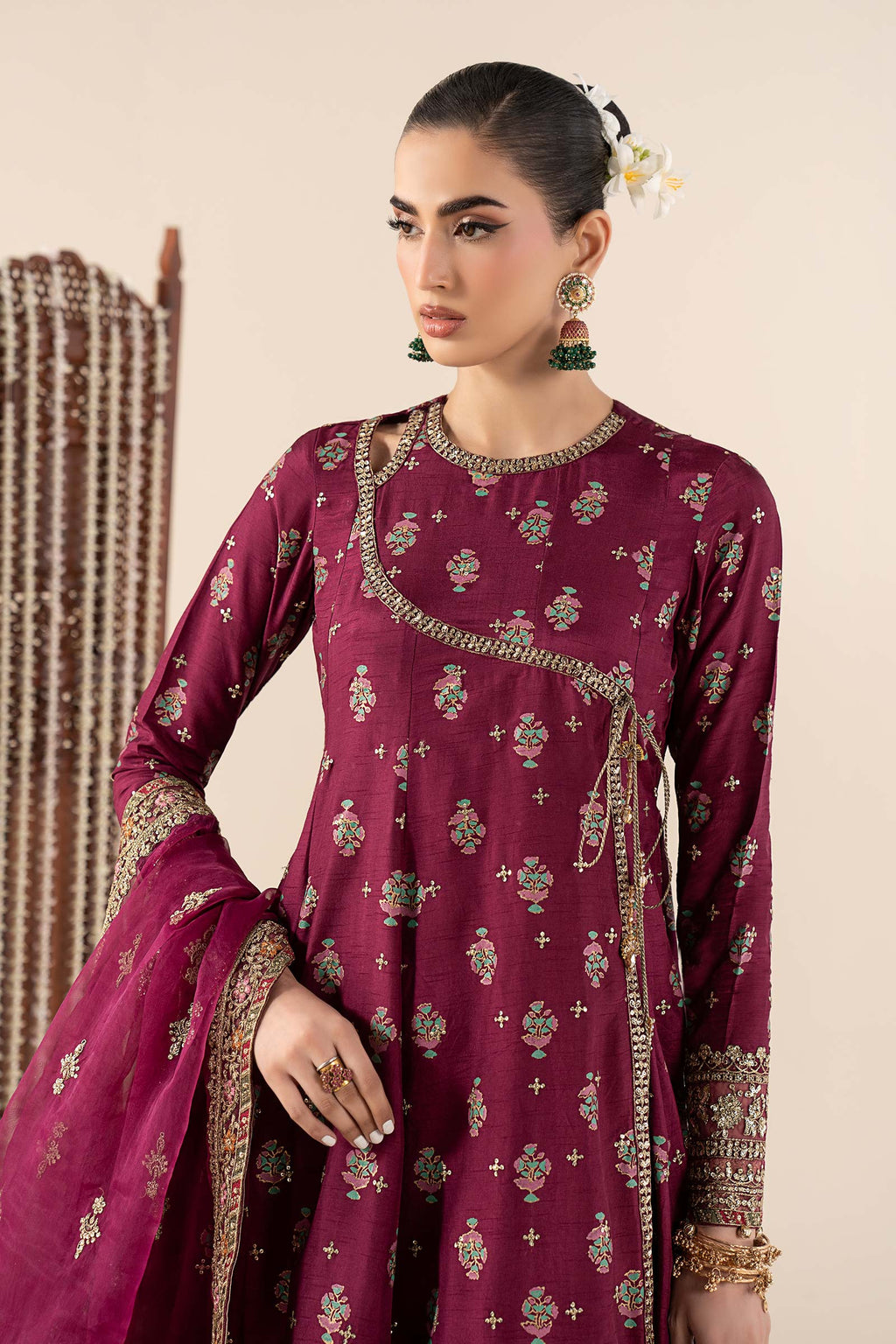 Maria.B. - 3 Piece Printed Raw Silk Suit
