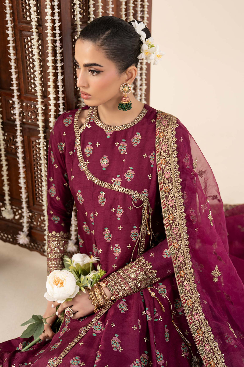 Maria.B. - 3 Piece Printed Raw Silk Suit