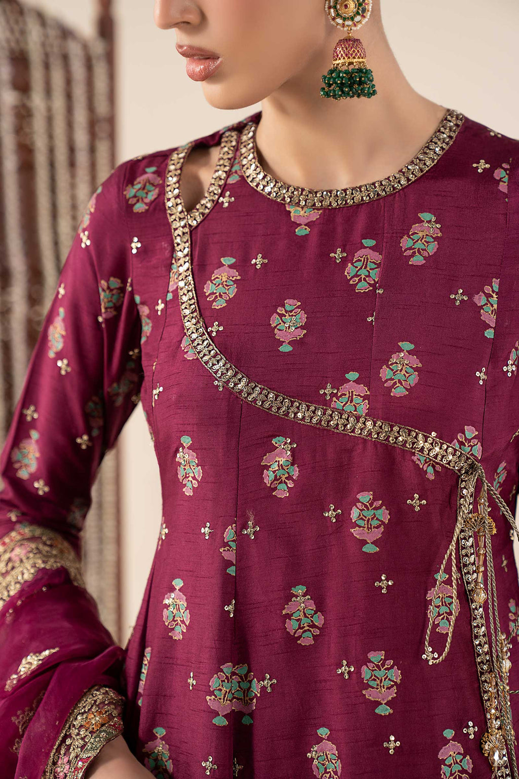 Maria.B. - 3 Piece Printed Raw Silk Suit