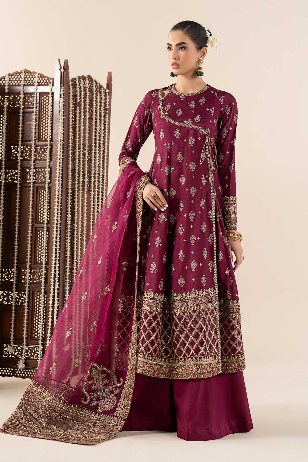 Maria.B. - 3 Piece Printed Raw Silk Suit