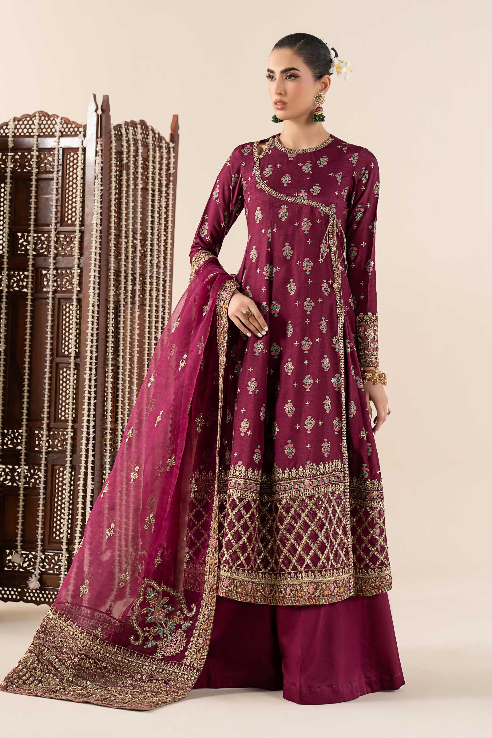 Maria.B. - 3 Piece Printed Raw Silk Suit