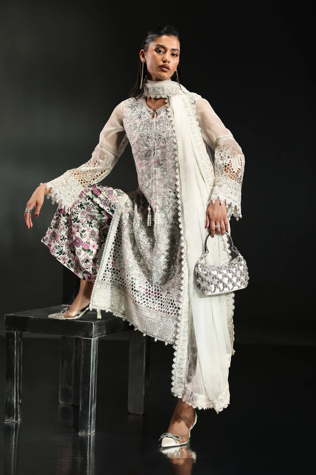Maria.B. - 3 Piece Embroidered Organza Suit