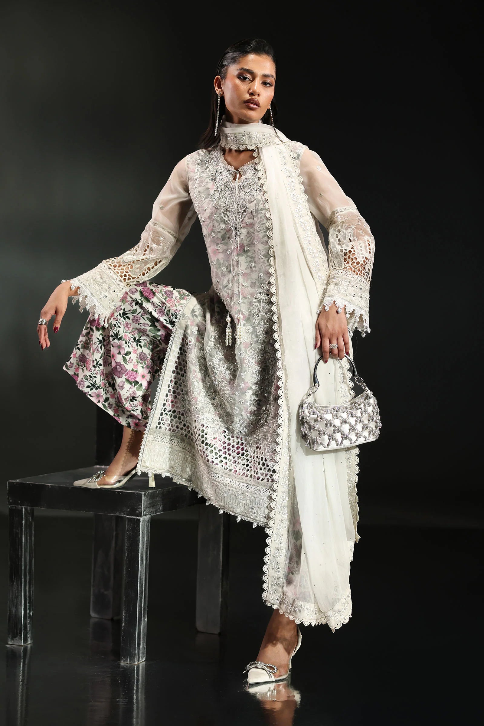 Maria.B. - 3 Piece Embroidered Organza Suit