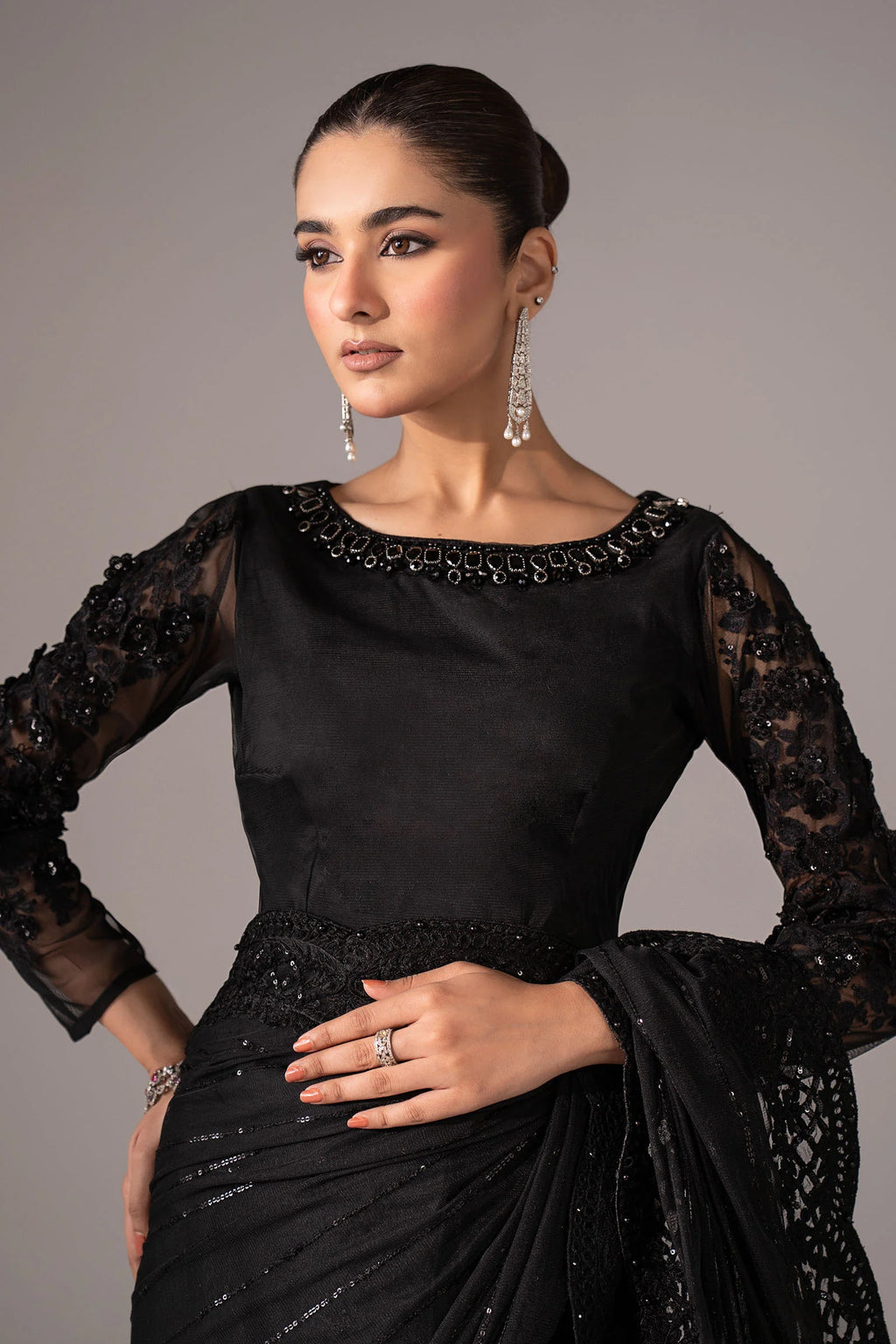 Maria.B. - Embroidered Net Saree