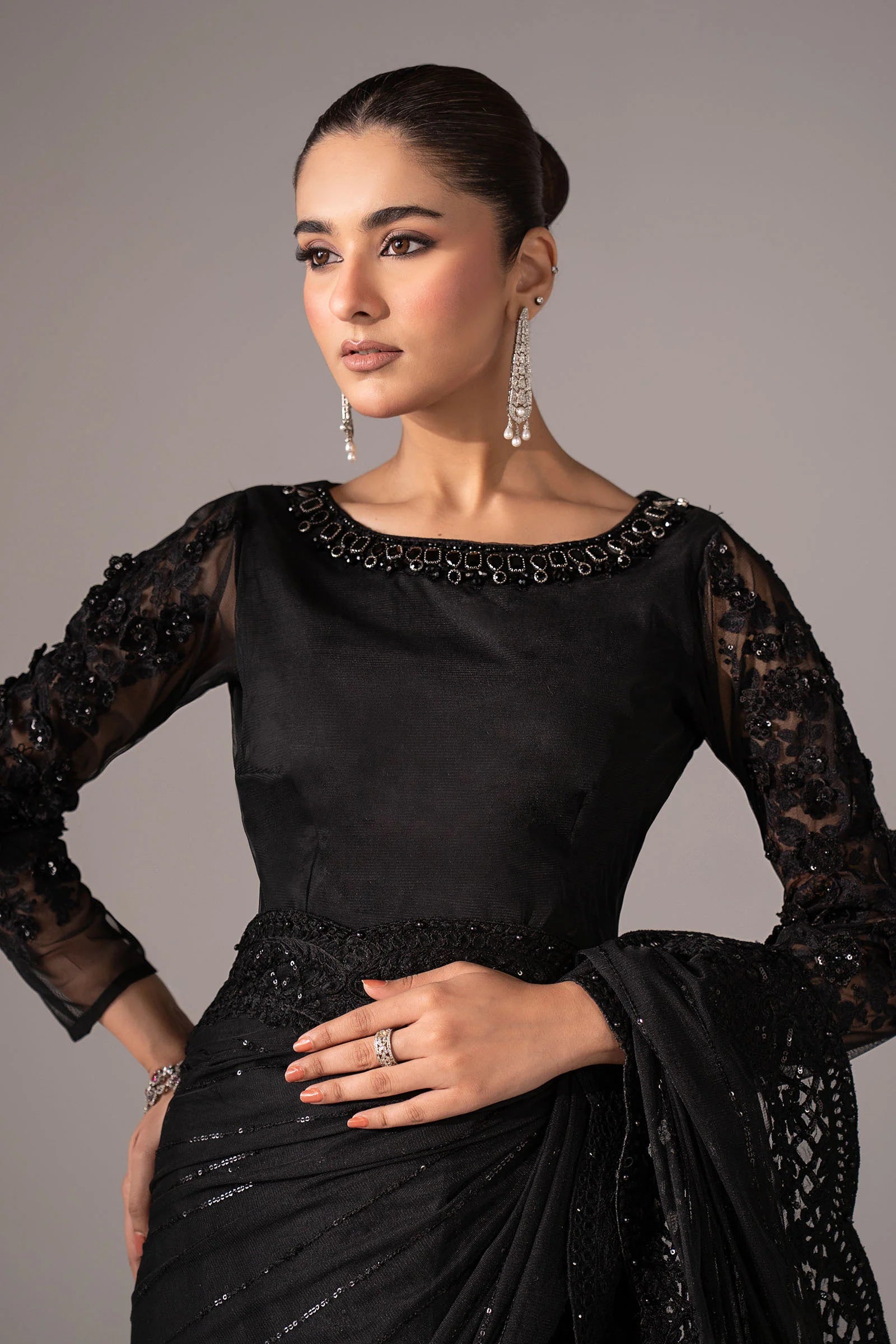 Maria.B. - Embroidered Net Saree