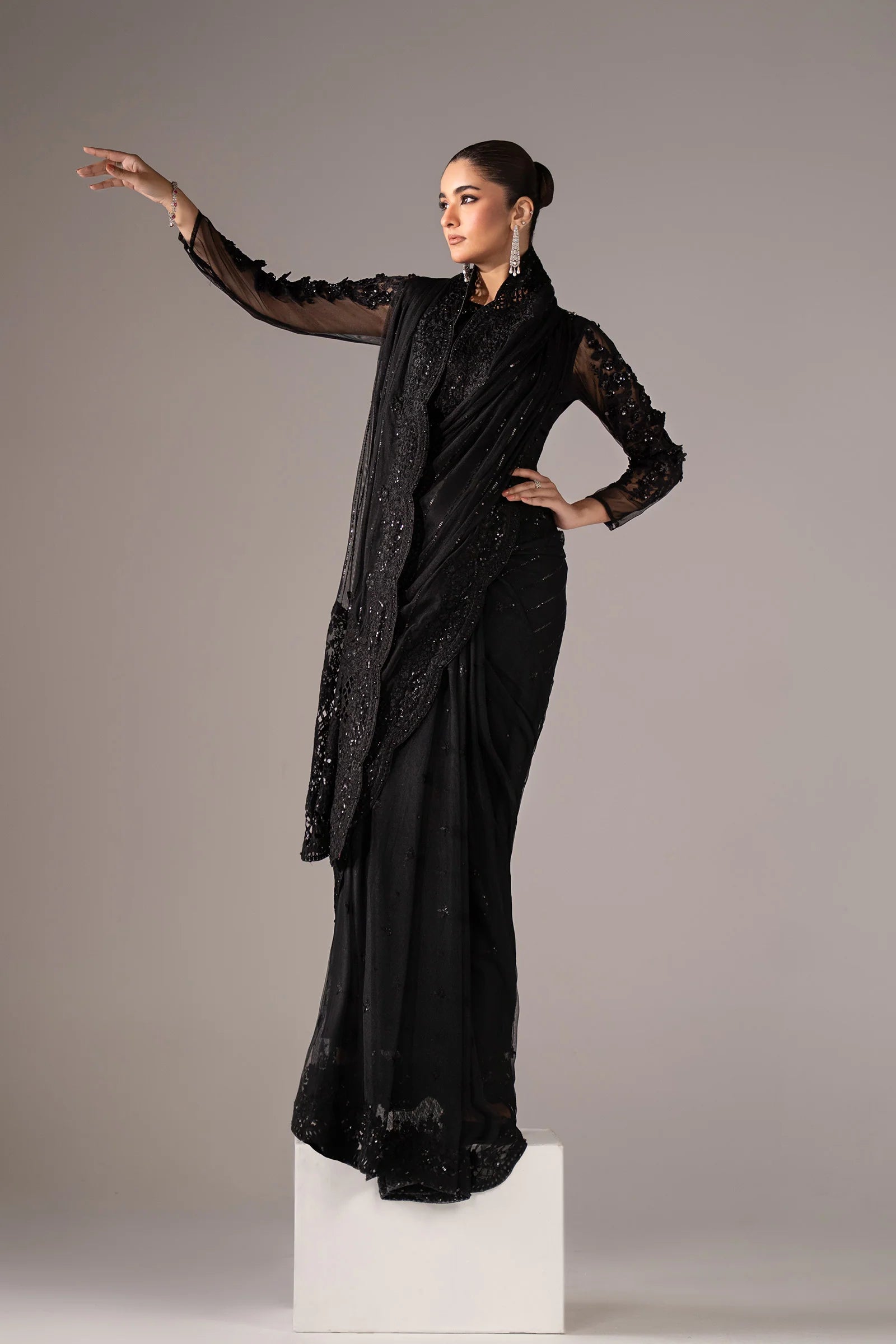 Maria.B. - Embroidered Net Saree