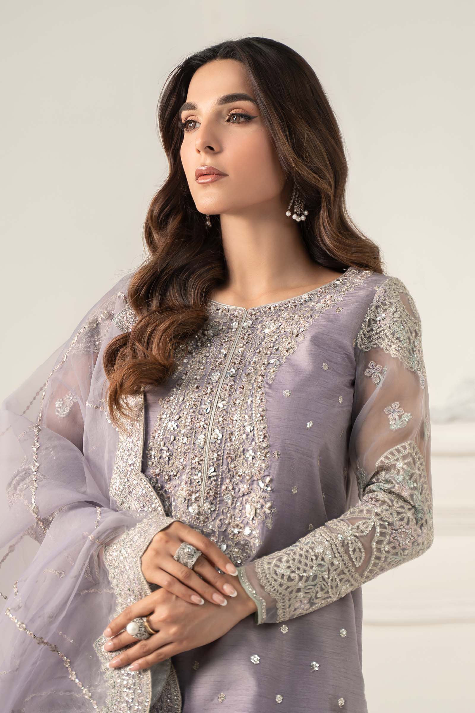 Maria.B. - 3 Piece Embroidered Raw Silk Suit