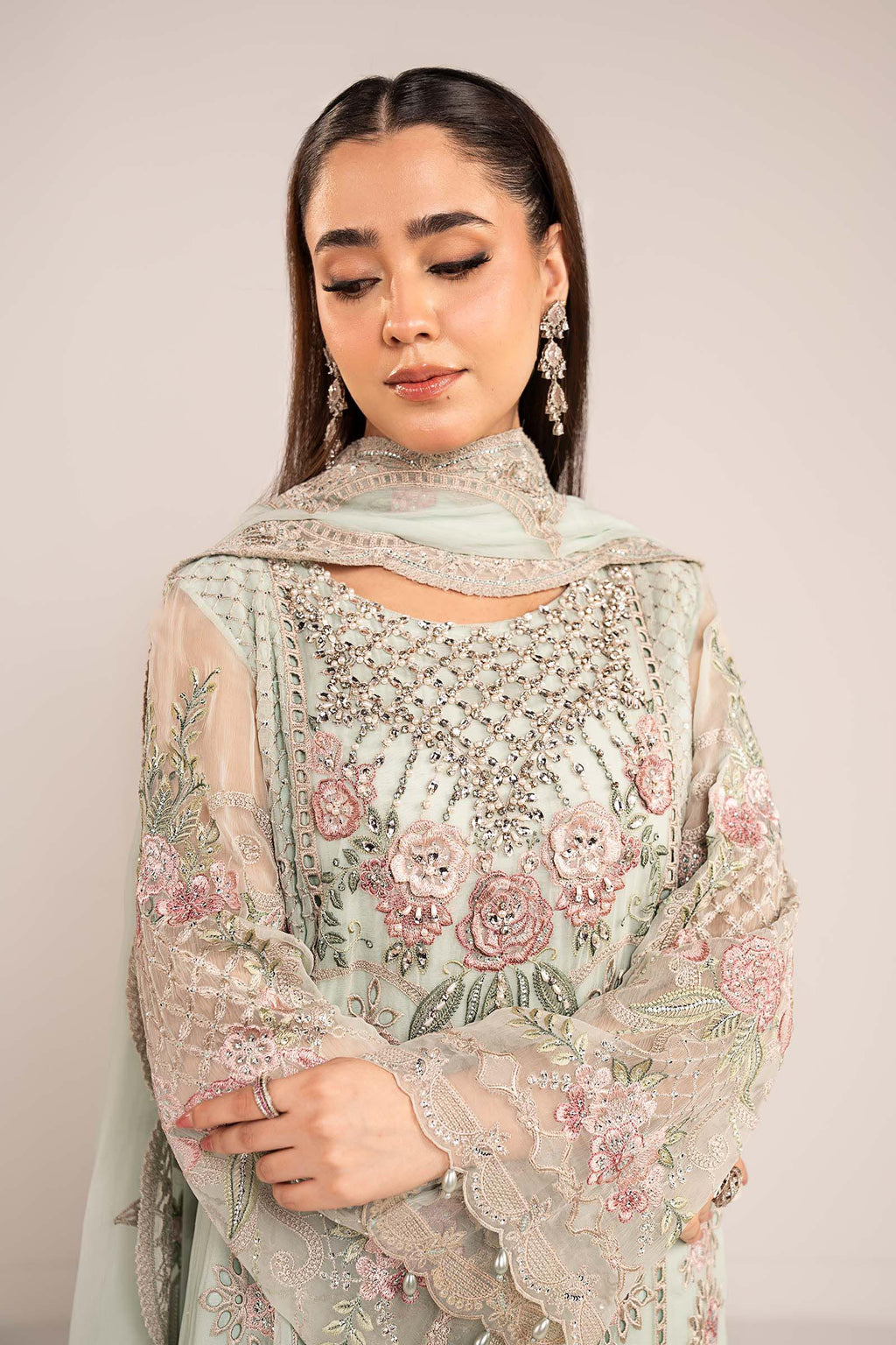 Maria.B. - 3 Piece Embroidered Chiffon Suit