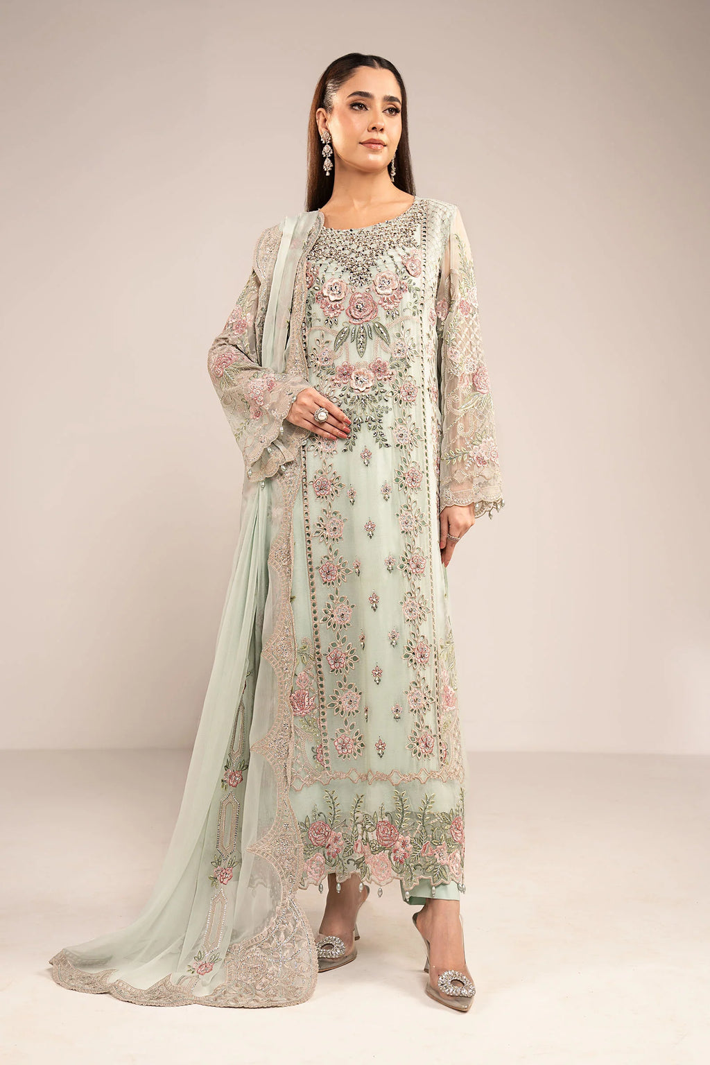 Maria.B. - 3 Piece Embroidered Chiffon Suit