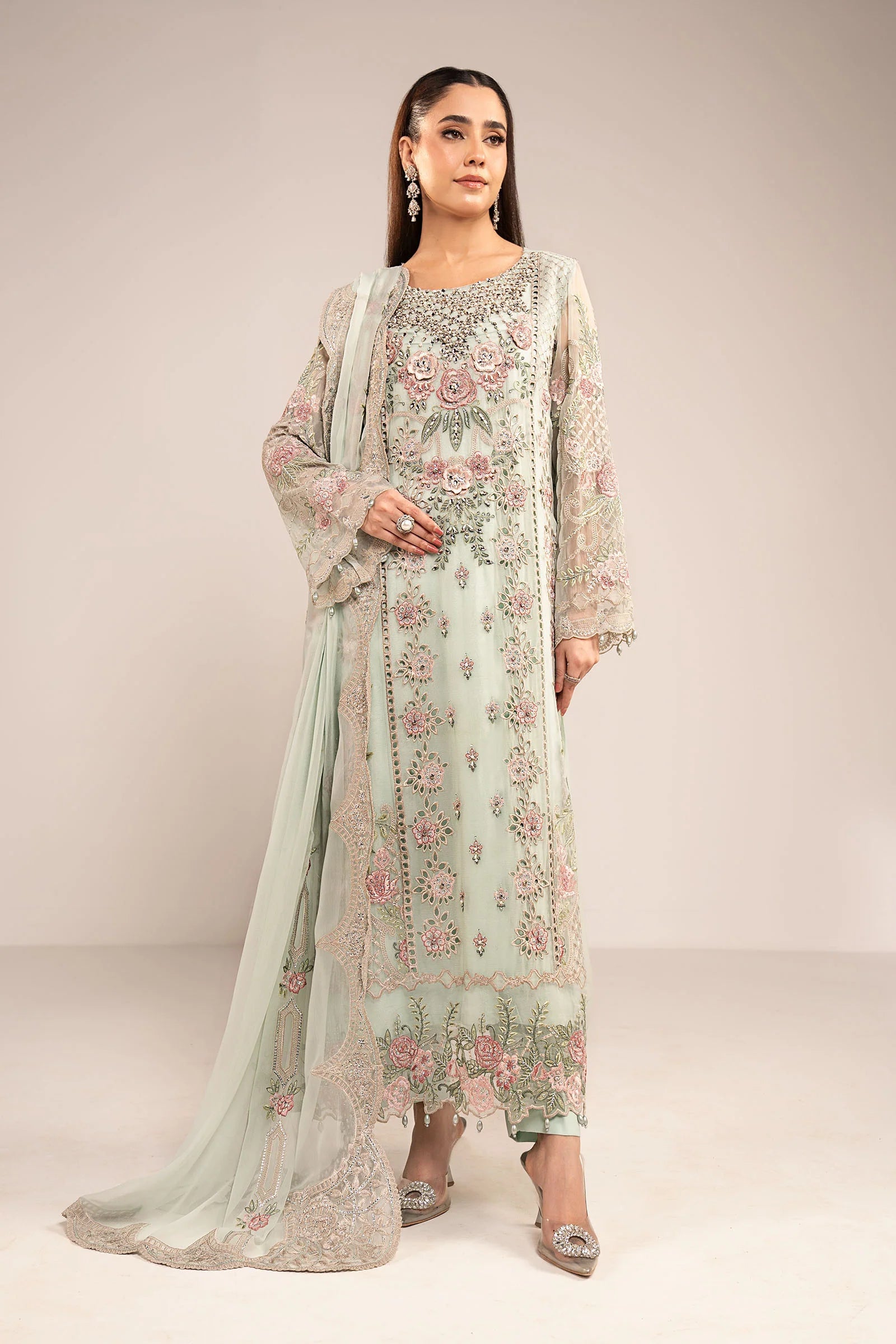 Maria.B. - 3 Piece Embroidered Chiffon Suit