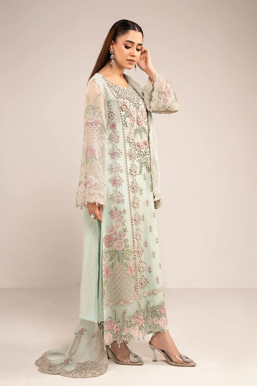Maria.B. - 3 Piece Embroidered Chiffon Suit