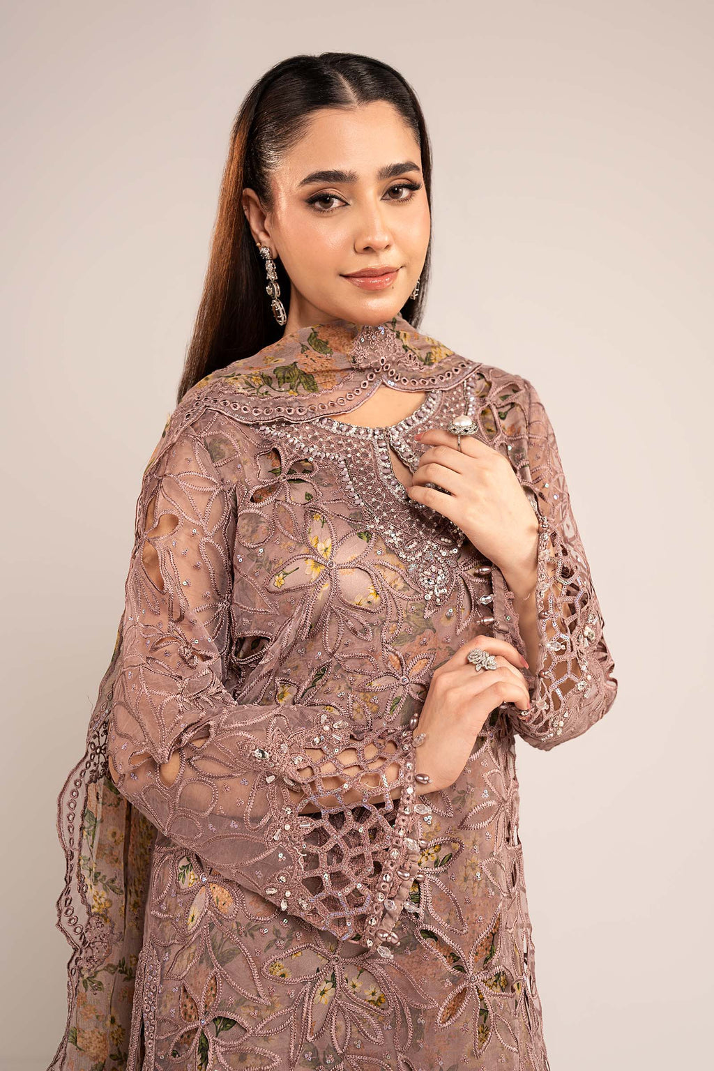 Maria.B. - Embroidered Organza Suit