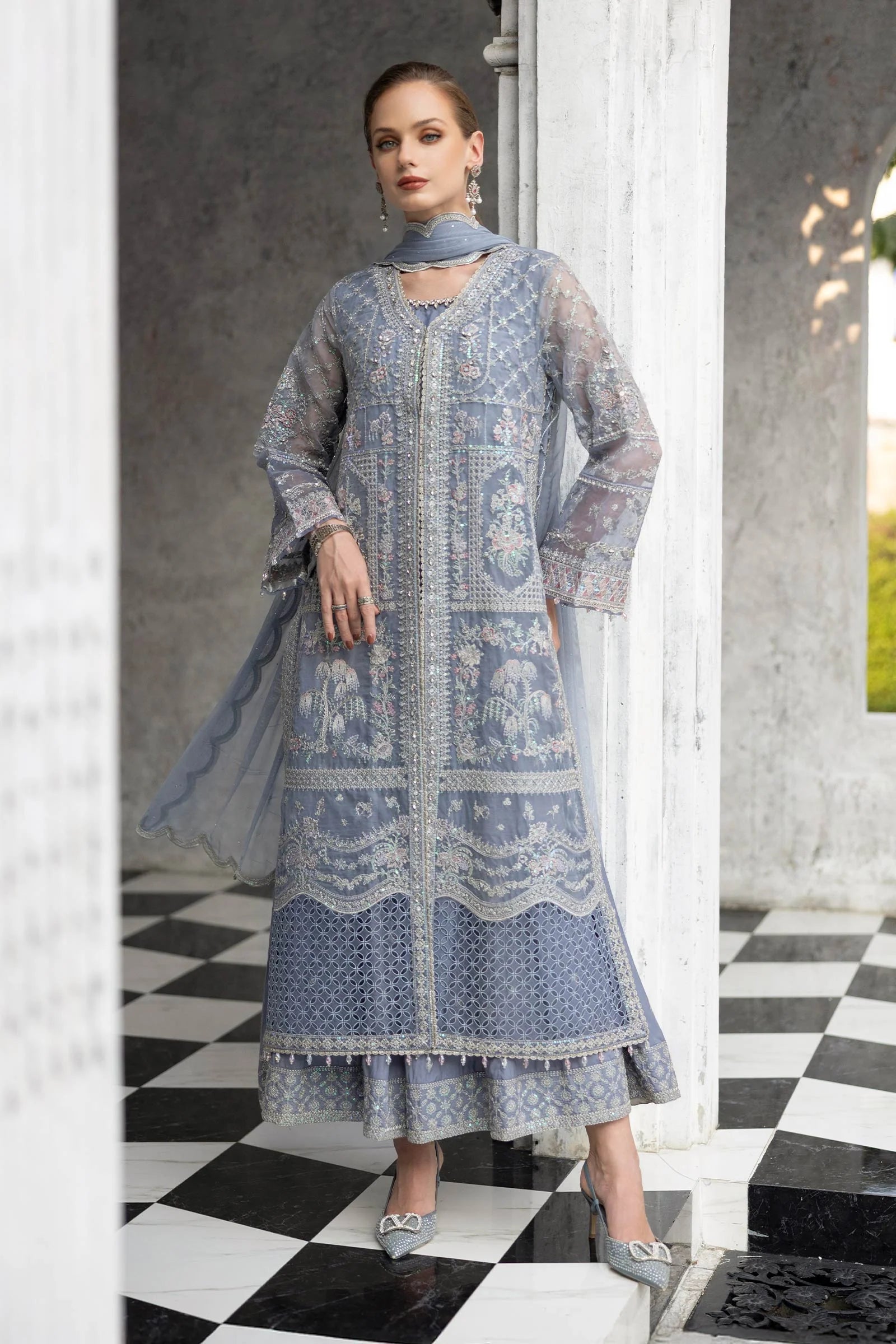 Maria.B. - 3 Piece Embroidered Organza Suit