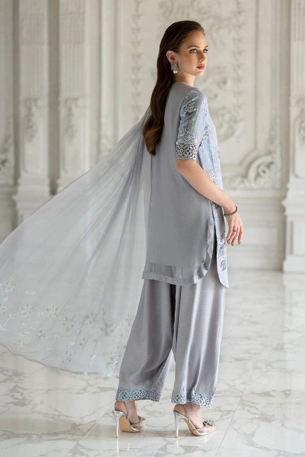 Maria.B. - 3 Piece Embroidered Chiffon Suit