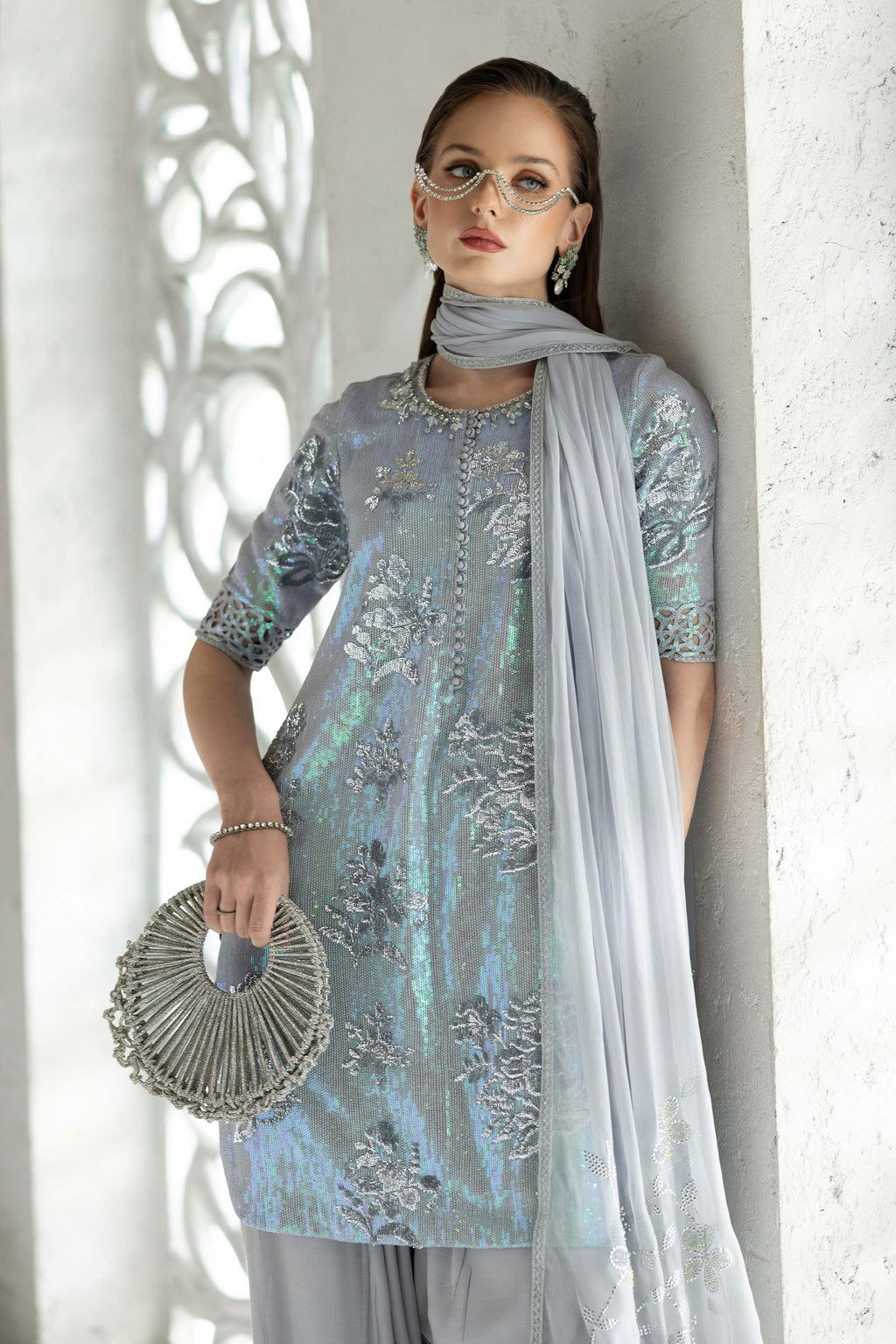 Maria.B. - 3 Piece Embroidered Chiffon Suit