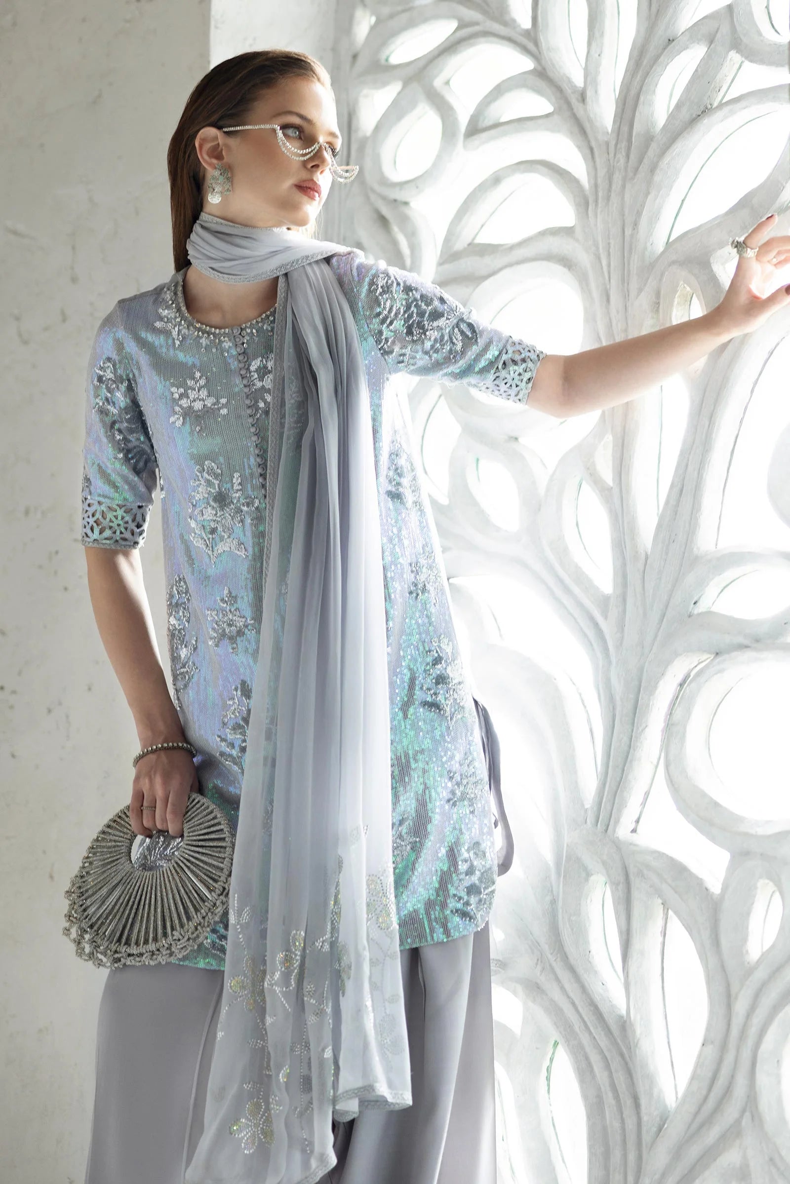 Maria.B. - 3 Piece Embroidered Chiffon Suit