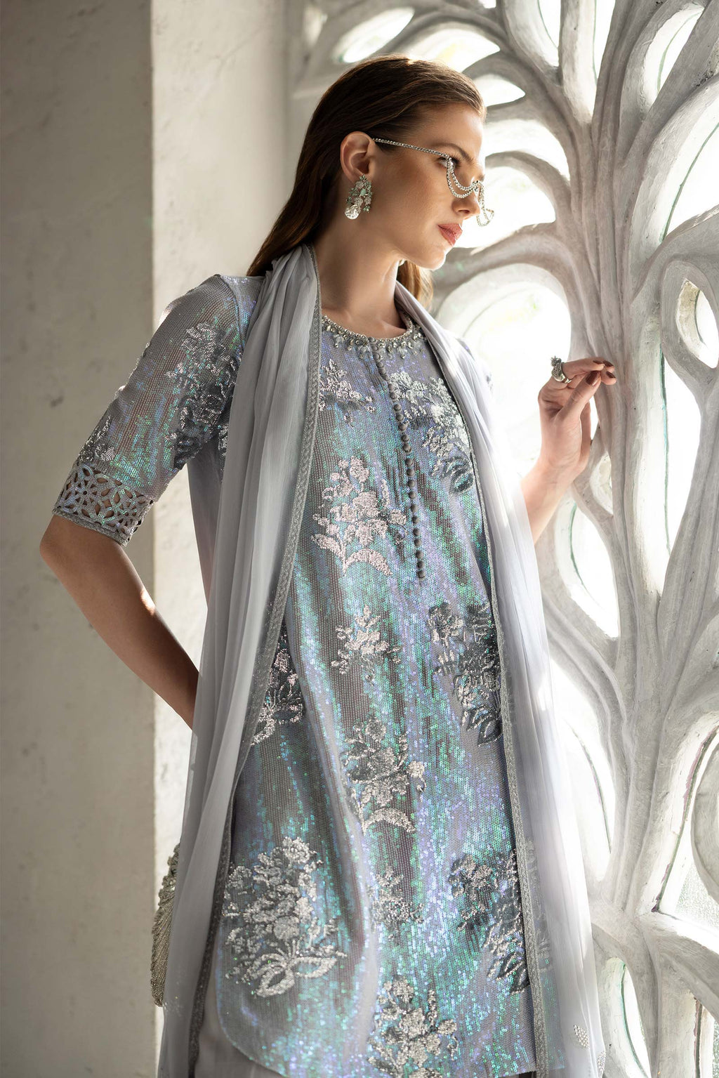 Maria.B. - 3 Piece Embroidered Chiffon Suit