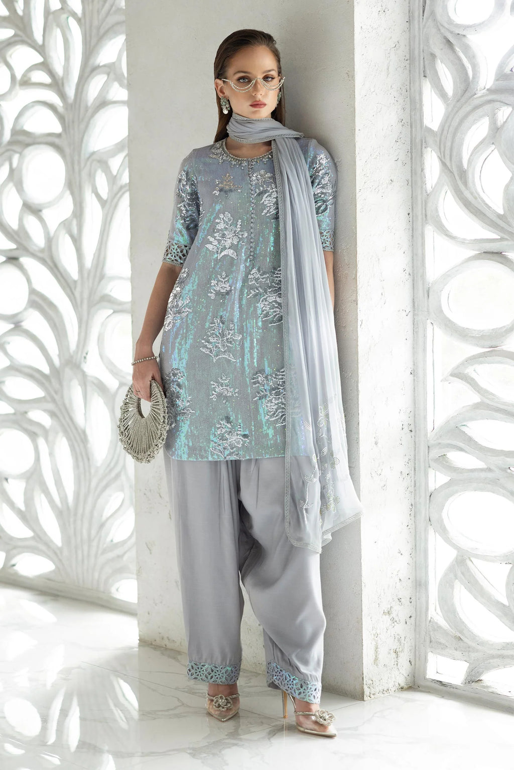 Maria.B. - 3 Piece Embroidered Chiffon Suit