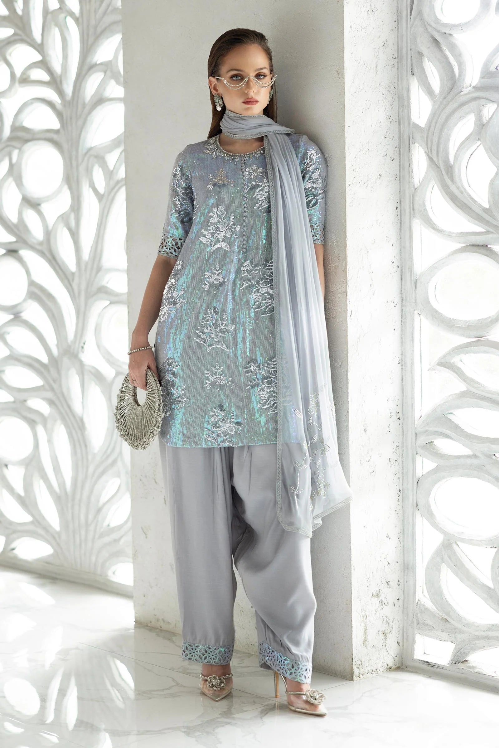 Maria.B. - 3 Piece Embroidered Chiffon Suit