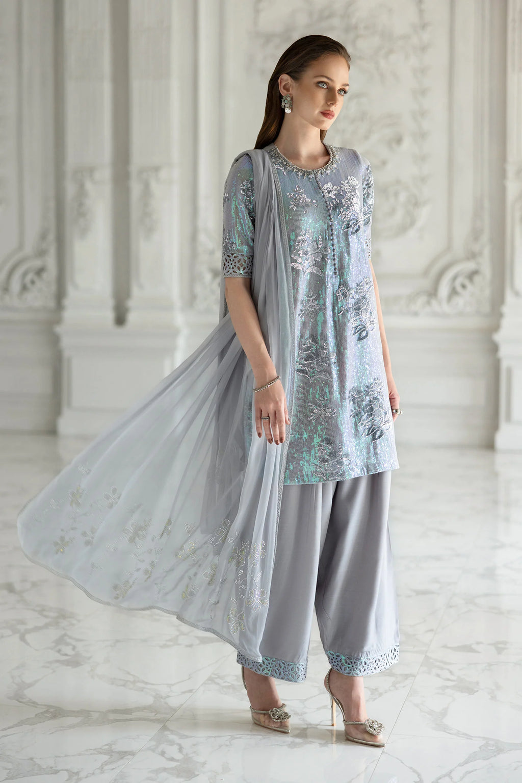Maria.B. - 3 Piece Embroidered Chiffon Suit