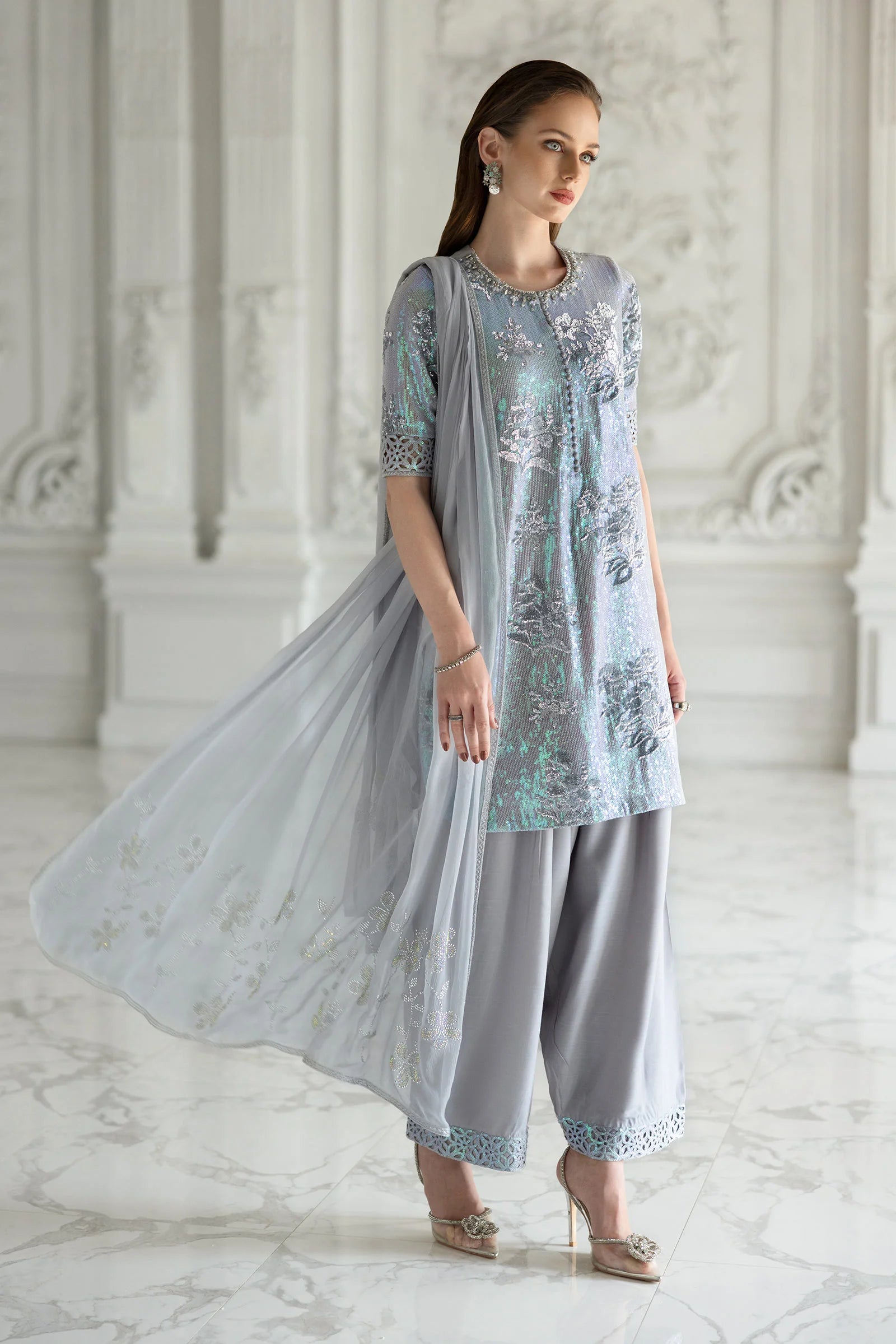 Maria.B. - 3 Piece Embroidered Chiffon Suit