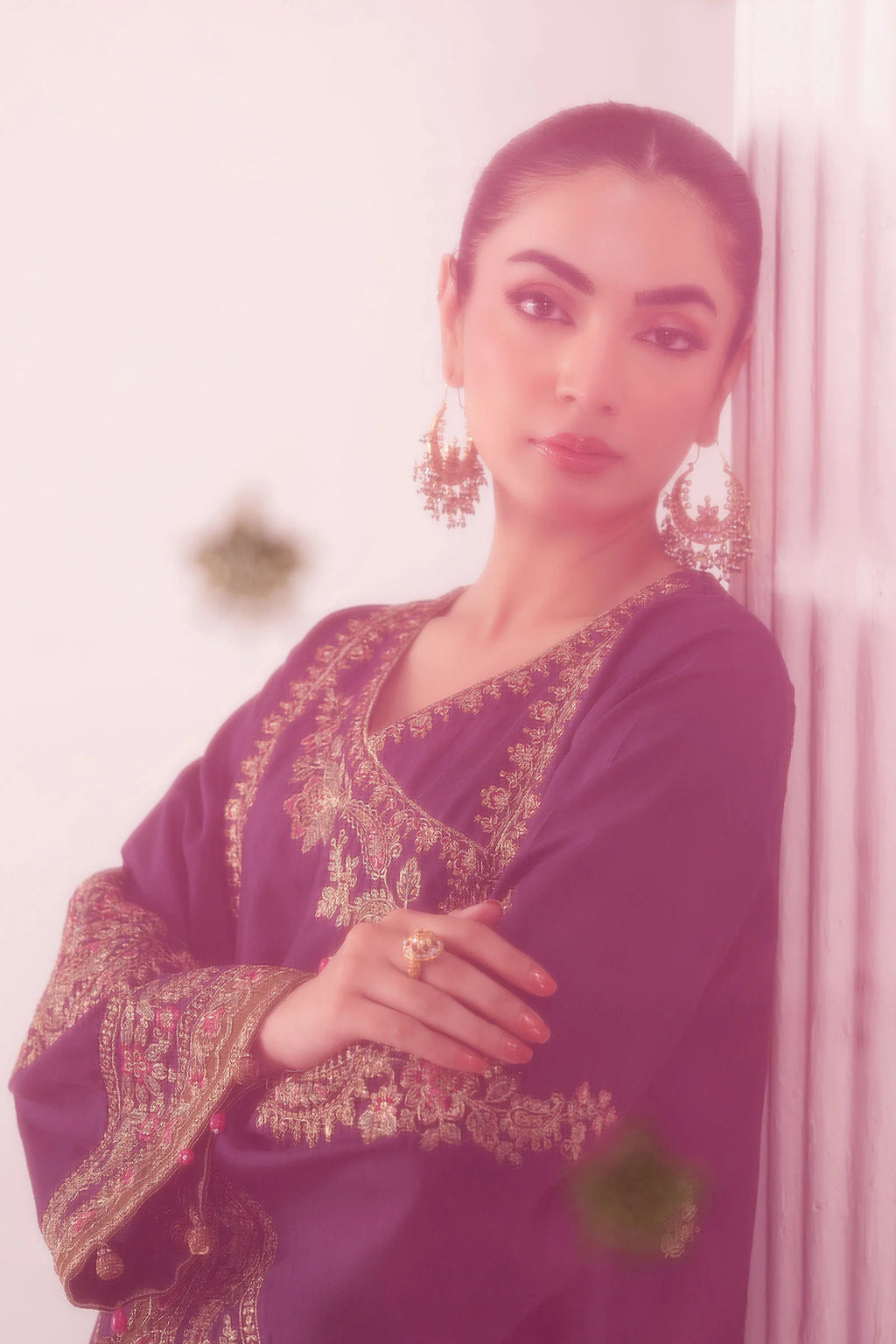 Maria.B. - Embroidered Raw Silk Suit