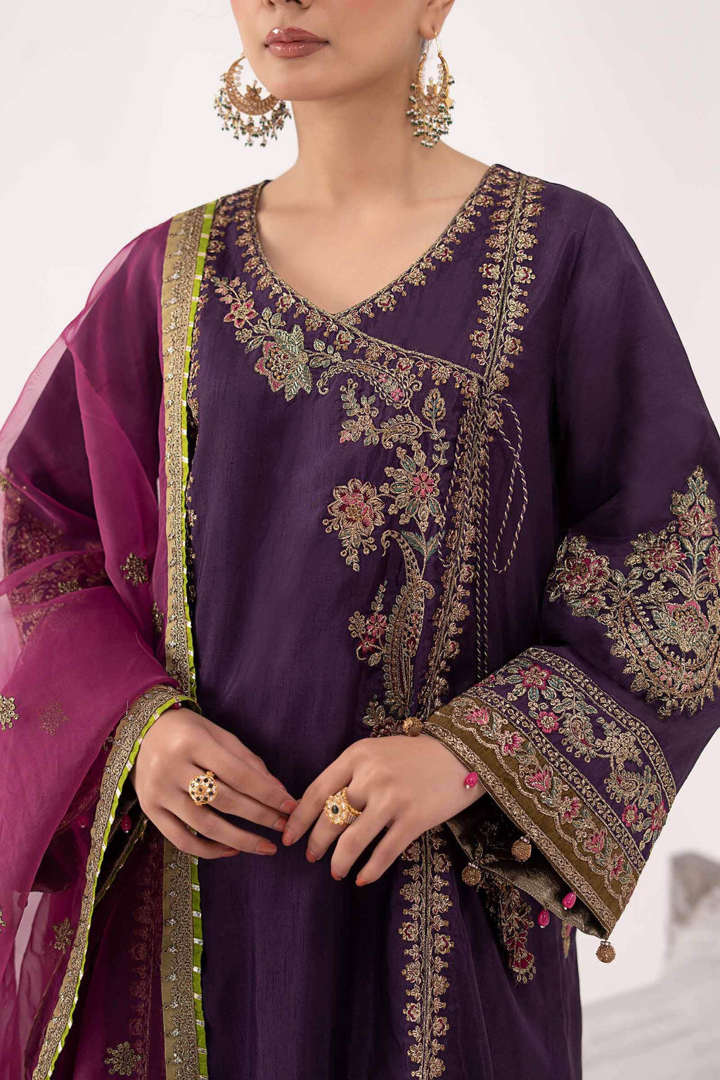 Maria.B. - Embroidered Raw Silk Suit