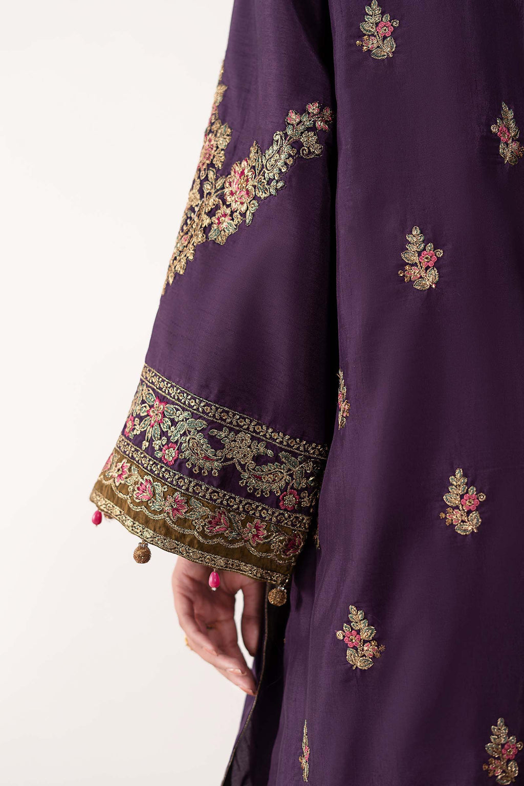 Maria.B. - Embroidered Raw Silk Suit