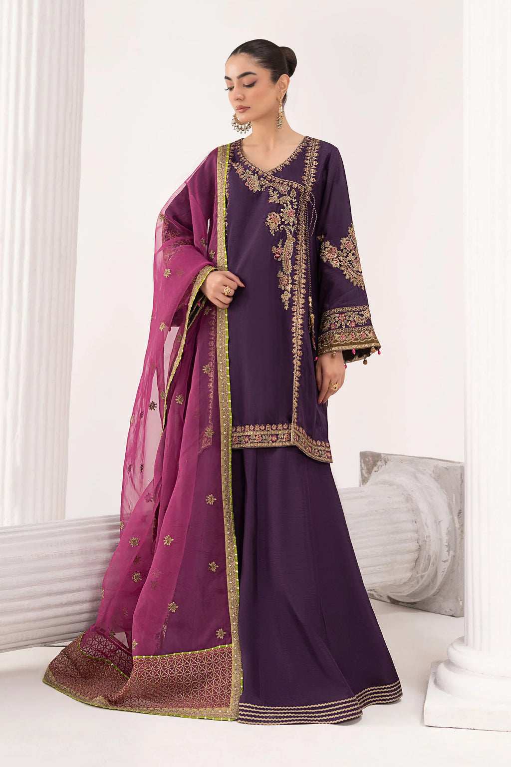 Maria.B. - Embroidered Raw Silk Suit