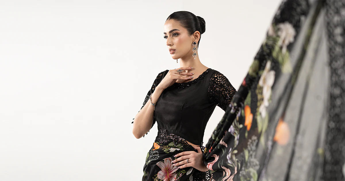 Maria.B. - Embroidered Chiffon Saree