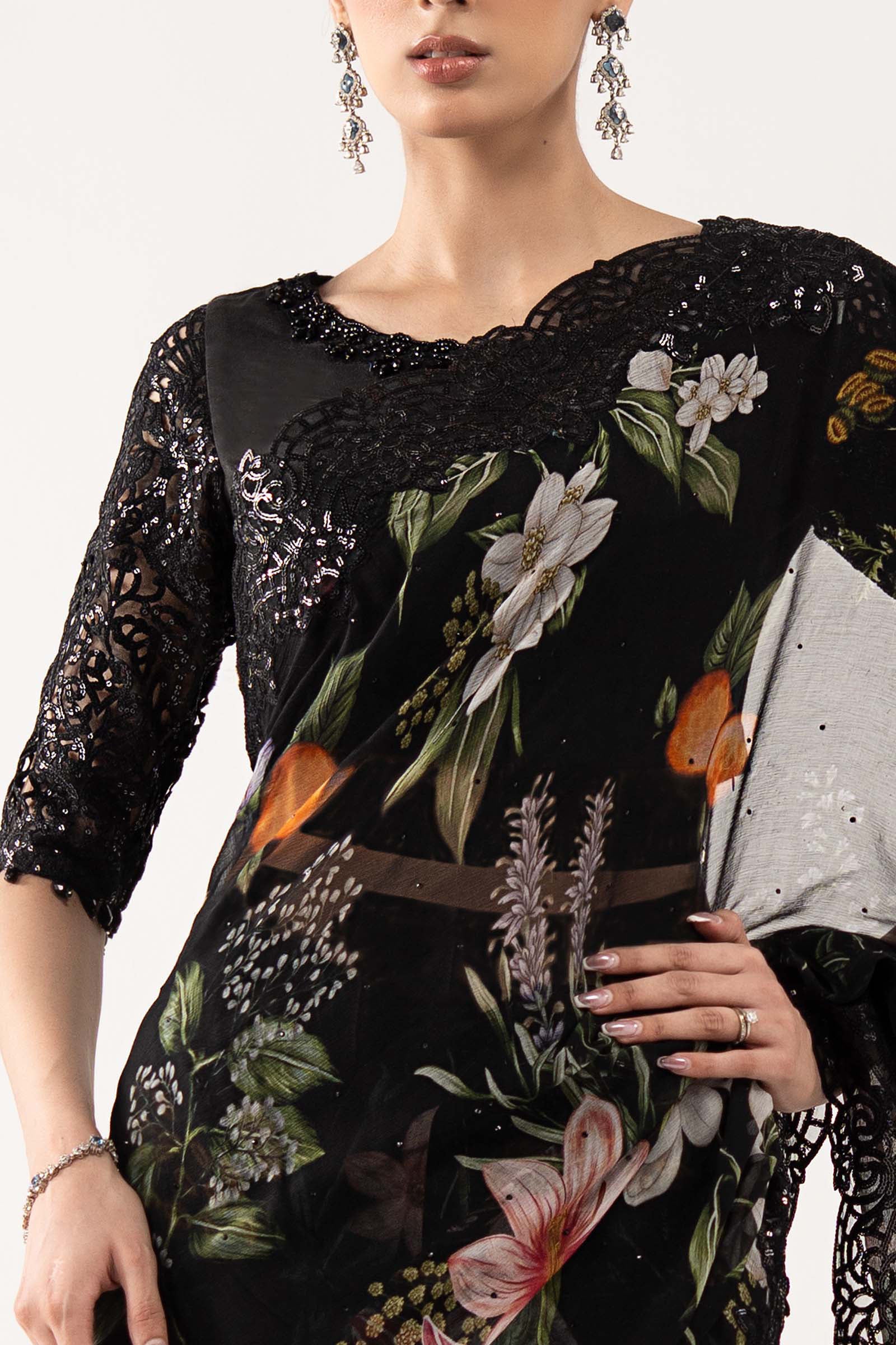 Maria.B. - Embroidered Chiffon Saree