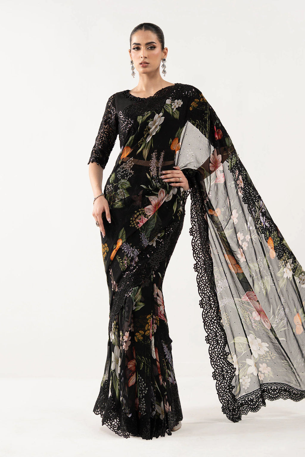 Maria.B. - Embroidered Chiffon Saree