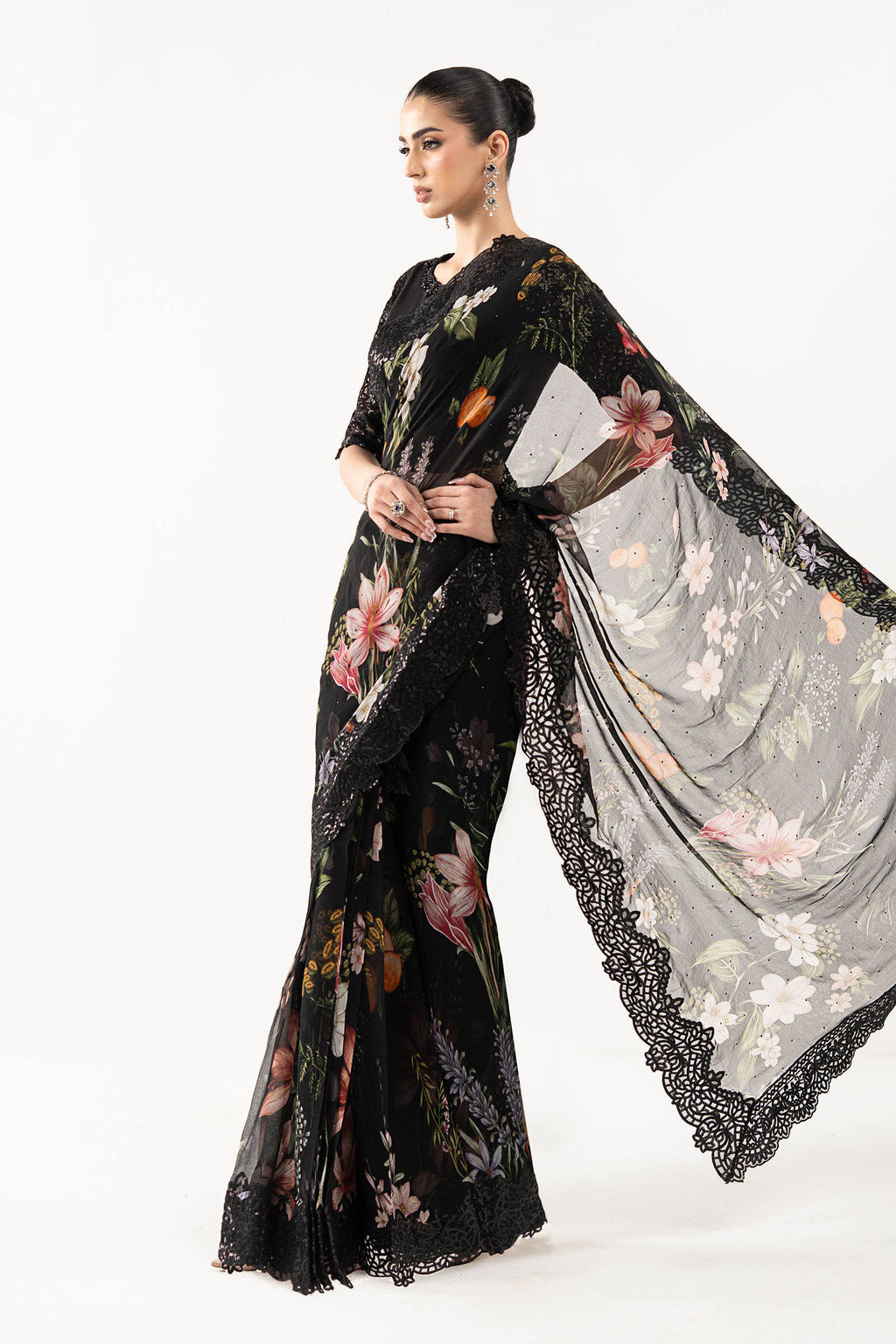Maria.B. - Embroidered Chiffon Saree