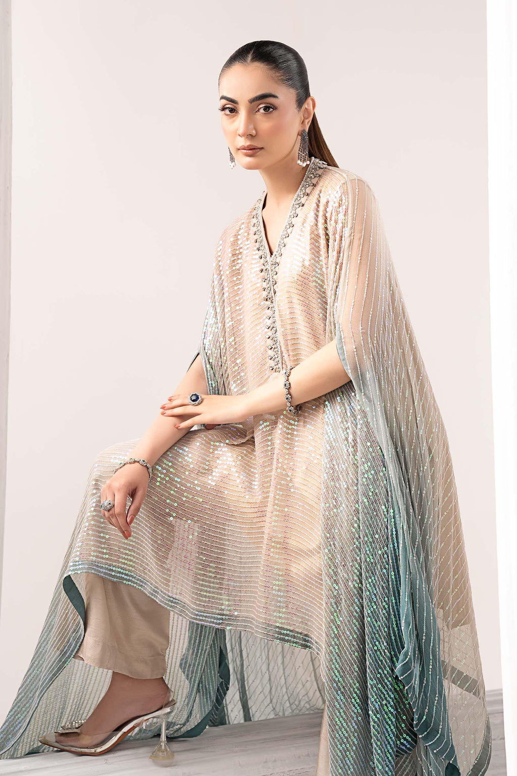 Maria.B. - Embroidered Chiffon Suit