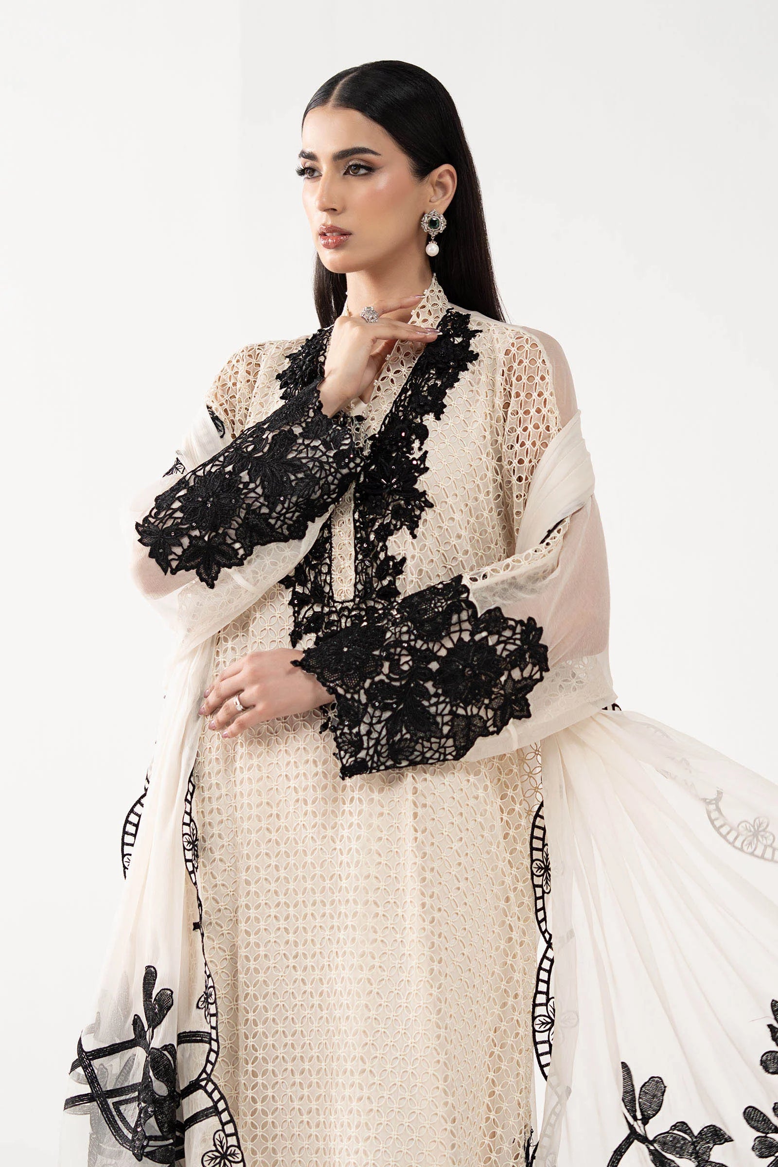 Maria.B. - 3 Piece Embroidered Chiffon Suit